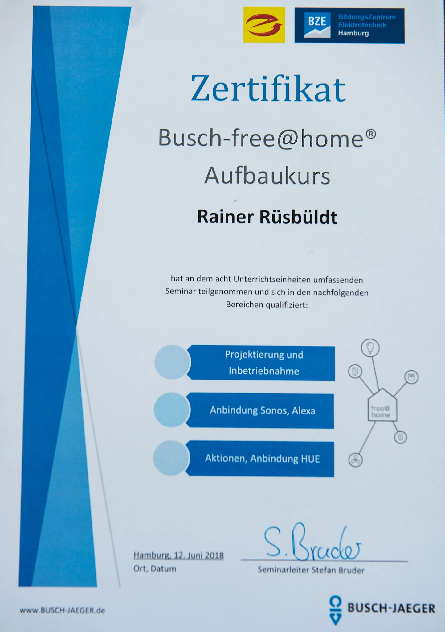 Zertifikat 1 der Karsten Groth Elektrotechnik GmbH