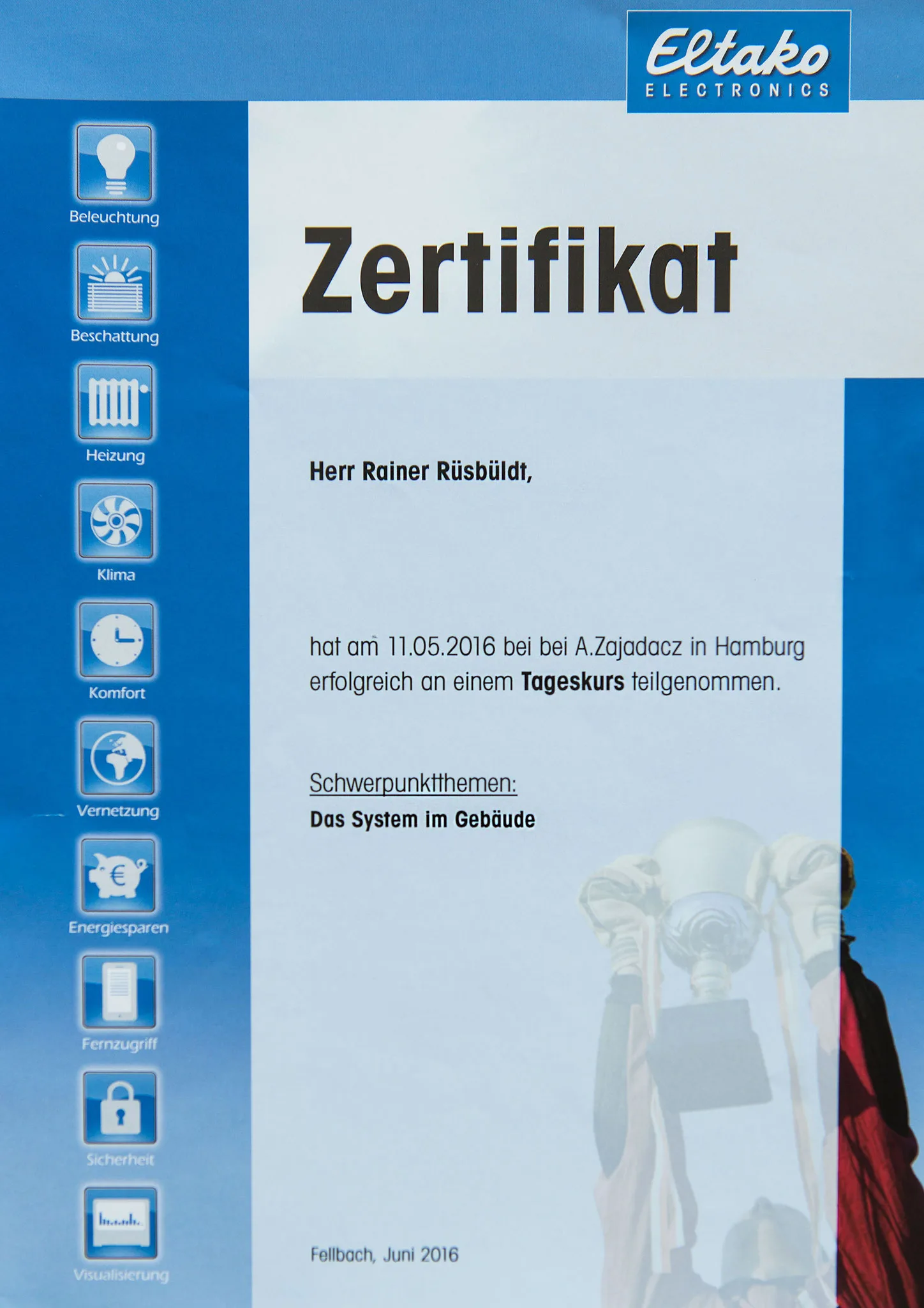 Zertifikat 6 der Karsten Groth Elektrotechnik GmbH